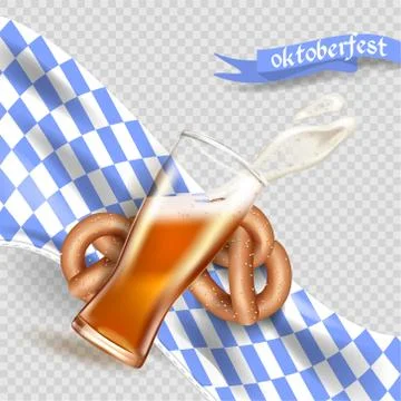 Realistic advertisement template splash of foam and beer from a glass cup Stock Illustration