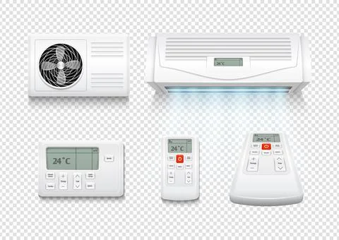 Realistic air conditioner. Conditioners wave, summer home airing technology Stock Illustration