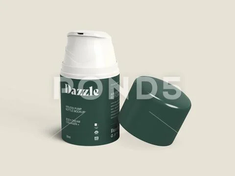 Realistic Airless Pump Bottle 3D Mockup PSD Template