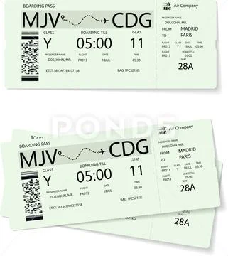 Realistic airline ticket or boarding pass design Stock Illustration