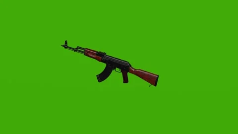 A realistic AK 47 model rotates on a green screen. 4 k frames Stock Footage 279079570