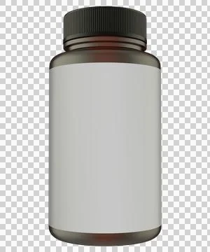 Realistic Amber Bottle 3D Rendering Mockup Template Stock Illustration