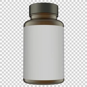 Realistic Amber Bottle 3D Rendering Mockup Template Stock Illustration