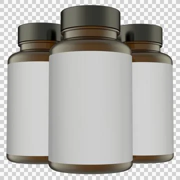 Realistic Amber Bottles 3D Rendering Mockup Template Stock Illustration