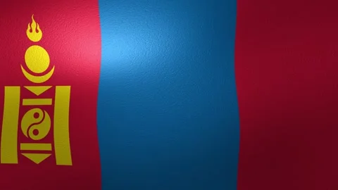 Realistic and textured flag of Mongolia waving in a seamless loop Stock Footage 346327217