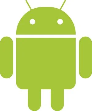 Realistic android logo. Mobile devices OS operating system logo. OS logotyp.. Stock Illustration