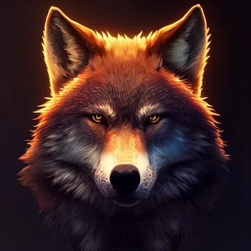 Realistic angry wolf head Stock Illustration