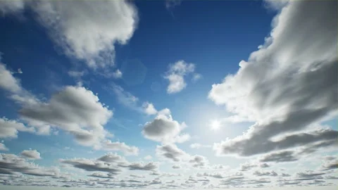 A Realistic animated CGI blue skies with scattered clouds on sunny day Video stock 155302669