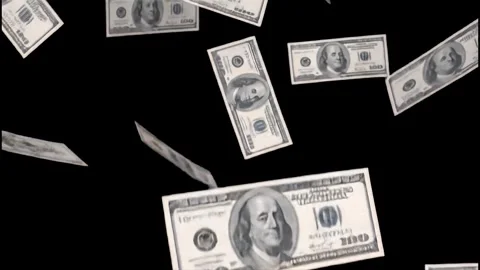 Realistic animation of falling US hundred dollar money high quality 4k video Stock Footage 318273710