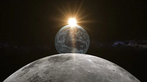 Realistic animation of the moon. The space view of the planet earth Stock Footage 65332888