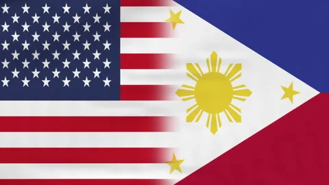 Realistic Animation of Waving Flag Combination of USA and PHILIPPINES Stock Footage 280902368
