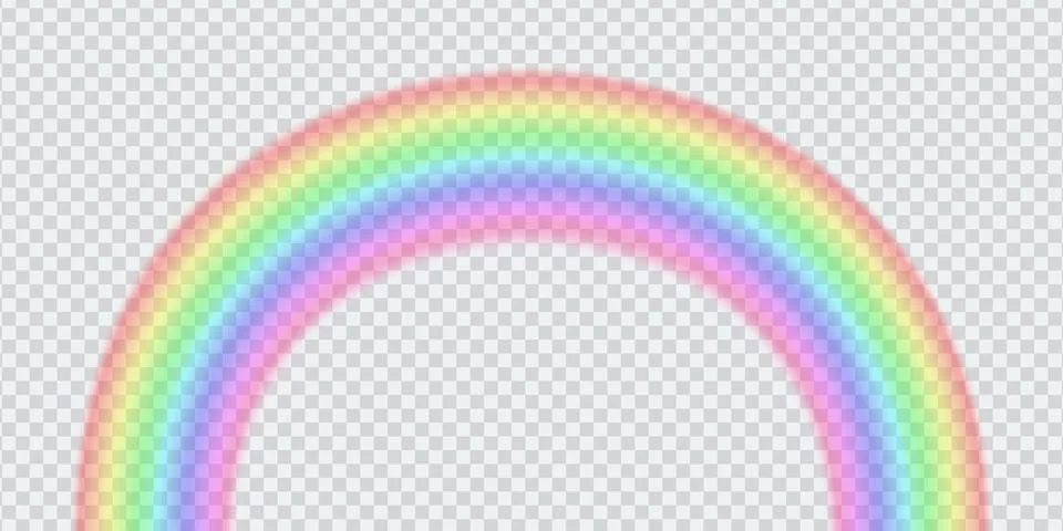Realistic arc rainbow isolated on trasparent background. Sun light ultraviolet Stock Illustration