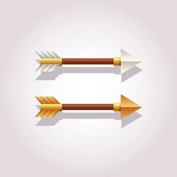 Realistic arrows in two colors silver and gold. Elements for game, web or design 스톡 일러스트