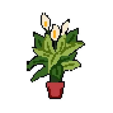Realistic artificial plant pixel art vector illustration Stock Illustration