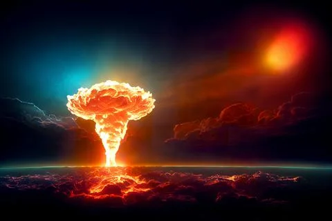Realistic artwork of Nuclear explosion background Illustrazione stock