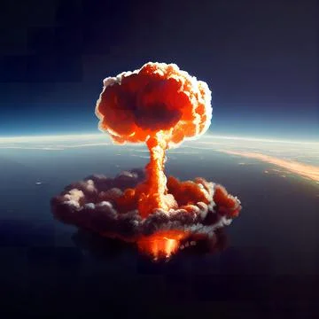 Realistic artwork of a nuclear explosion Illustrazione stock