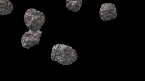 Realistic Asteroids Field Floating 3D Render Loop Animation Video stock 302942180