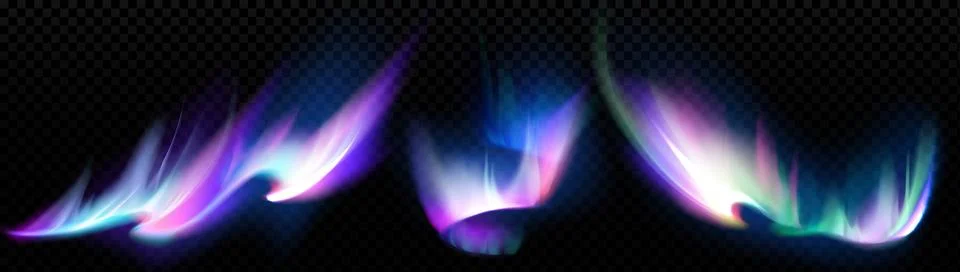 Realistic aurora effect on transparent background Stock Illustration