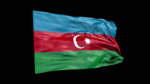 Realistic Azerbaijan flag is waving 3D animation. National flag of Azerbaijan Stock Footage 164268853