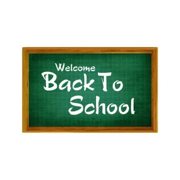 Realistic Back to School Title Poster Design in a Blackboard with School Item Illustrazione stock