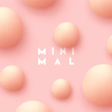 Realistic ball spheres, abstract background with 3d elements. Illustrazione stock