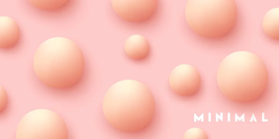 Realistic ball spheres, abstract background with 3d elements. Stock Illustration