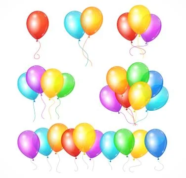 Realistic Balloon Rainbow Set. Vector 스톡 일러스트