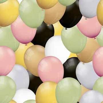 Realistic balloons seamless pattern background. Balloons for birthday, part.. Stock Illustration