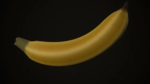 Realistic banana on black background. 3d rendering Stock Footage 341999705