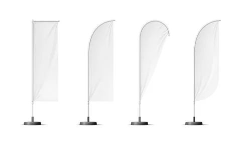 Realistic banner stand, beach flags vector mockups Stock Illustration