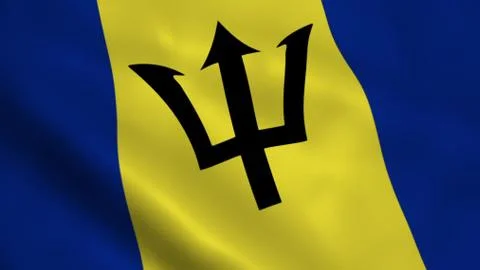 Realistic Barbados flag Stock Illustration