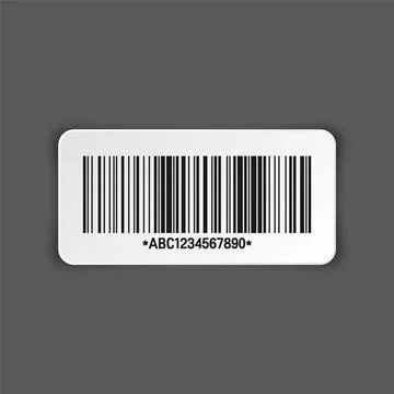 Realistic barcode sticker on gray background. Identification tracking code Illustrazione stock