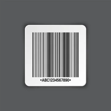 Realistic barcode sticker on gray background. Identification tracking code Stockillustratie