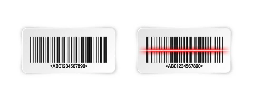 Realistic barcode sticker. Identification tracking code. Serial number, product 스톡 일러스트