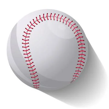Realistic baseball ball in motion with shadow over white background. Vector Stock Illustration