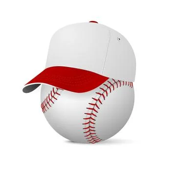 Realistic Baseball Cap and Baseball Ball. Vector Baseball Cap on White Baseball Stock Illustration