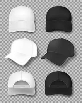 Realistic Baseball cap mockup isolated on transparent background. White and Stock Illustration