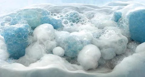 Realistic bath foam or beach foam close up macro view. Stock Illustration