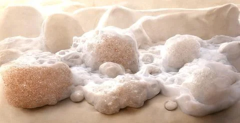 Realistic bath foam or beach foam close up macro view Stock Illustration