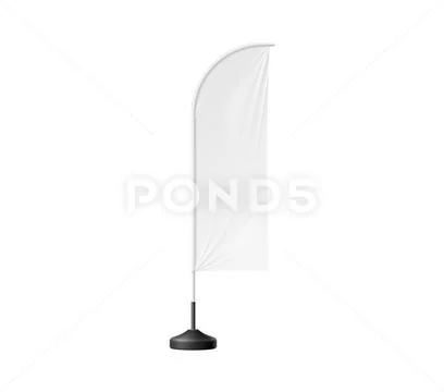 Realistic beach flag white banner stand 3d mockup. ~ Clip Art #270028183
