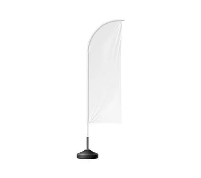 Realistic beach flag white banner stand 3d mockup. Stock Illustration