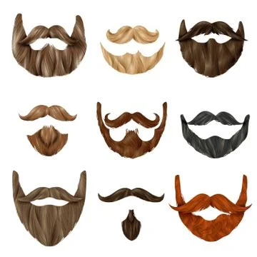 Realistic Beards and Mustache Set Stock Illustration