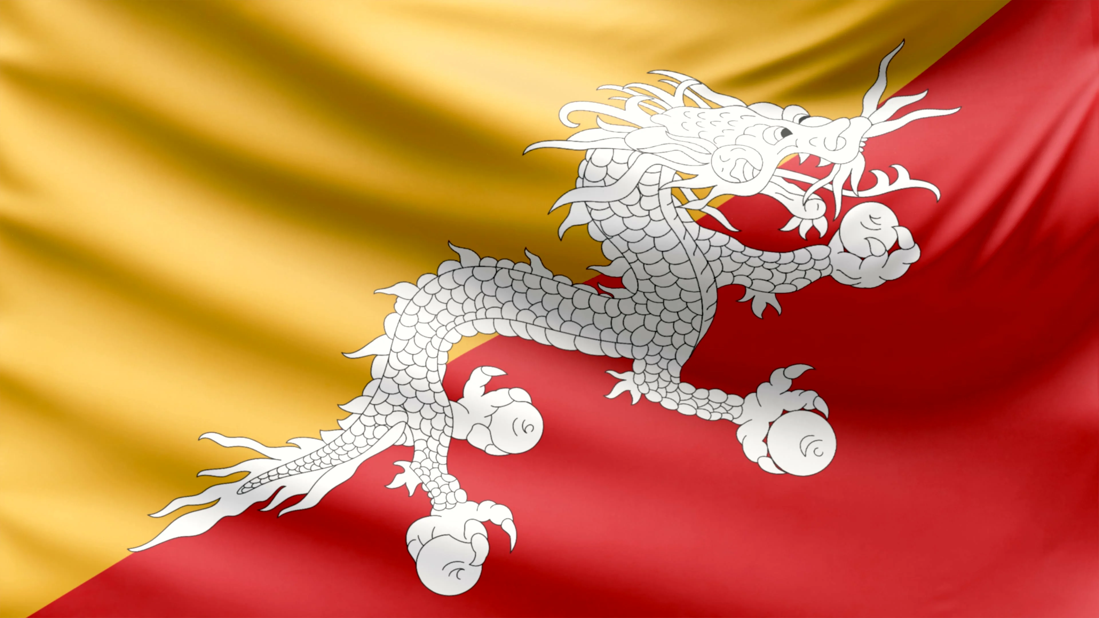 Realistic beautiful Bhutan flag looping ... | Stock Video | Pond5