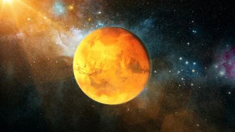 Realistic beautiful planet Mars from deep space Stock Illustration