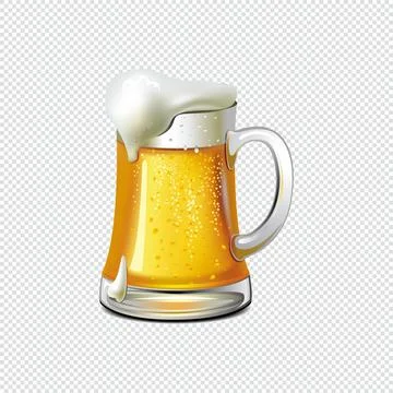 Realistic beer and cups isolated on transparent background	 Stock Illustration