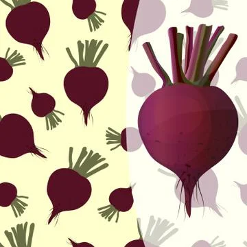 Realistic beet and beet seamless pattern Stock Illustration