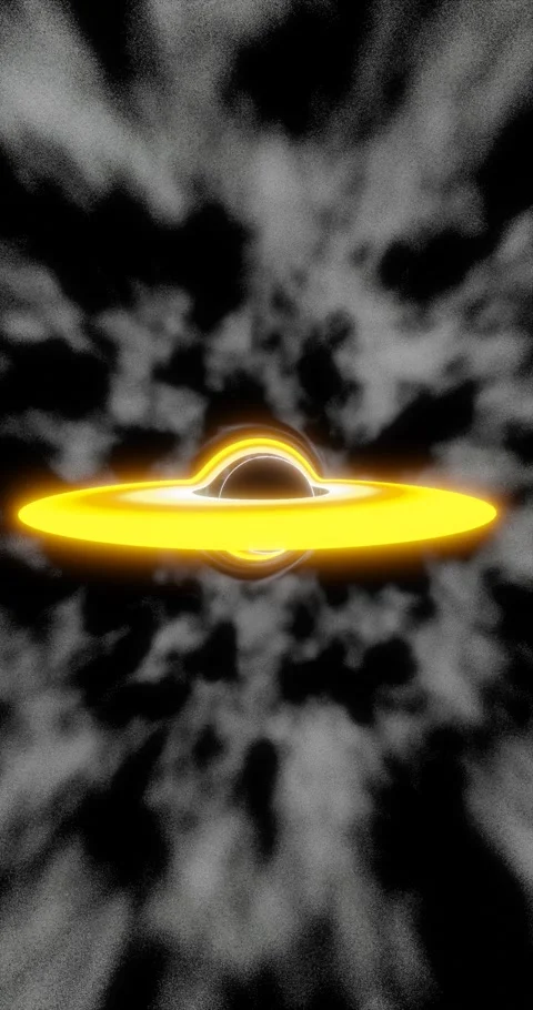 Realistic behaviour of black hole surrounded by accretion disk in stellar space Stock Footage 258955369