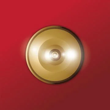 Realistic bell, Top view on the red background use for christmas theme. Stock Illustration