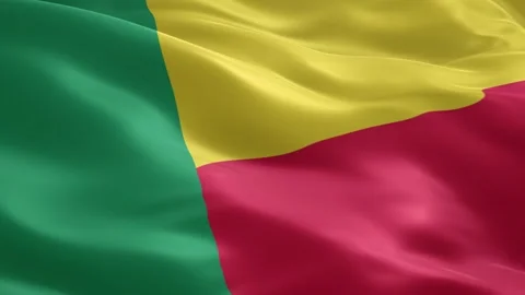 Realistic Benin Flag Waving Background Seamless Loop Video High Definition .. Stock Footage 334343621