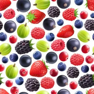 Realistic Berries Seamless Pattern 库存插图